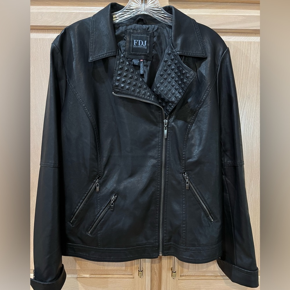 FDJ French Dressing Jeans Brand Faux Leather Biker Jacket Women’s Size Large